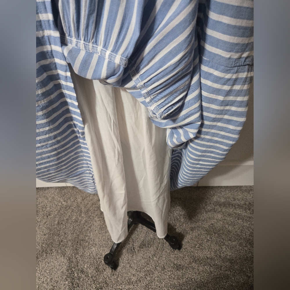 Blue & White Striped Maxi Sun Dress, Small, Criss Cross Adjustable Straps, EUC - Picture 6 of 16
